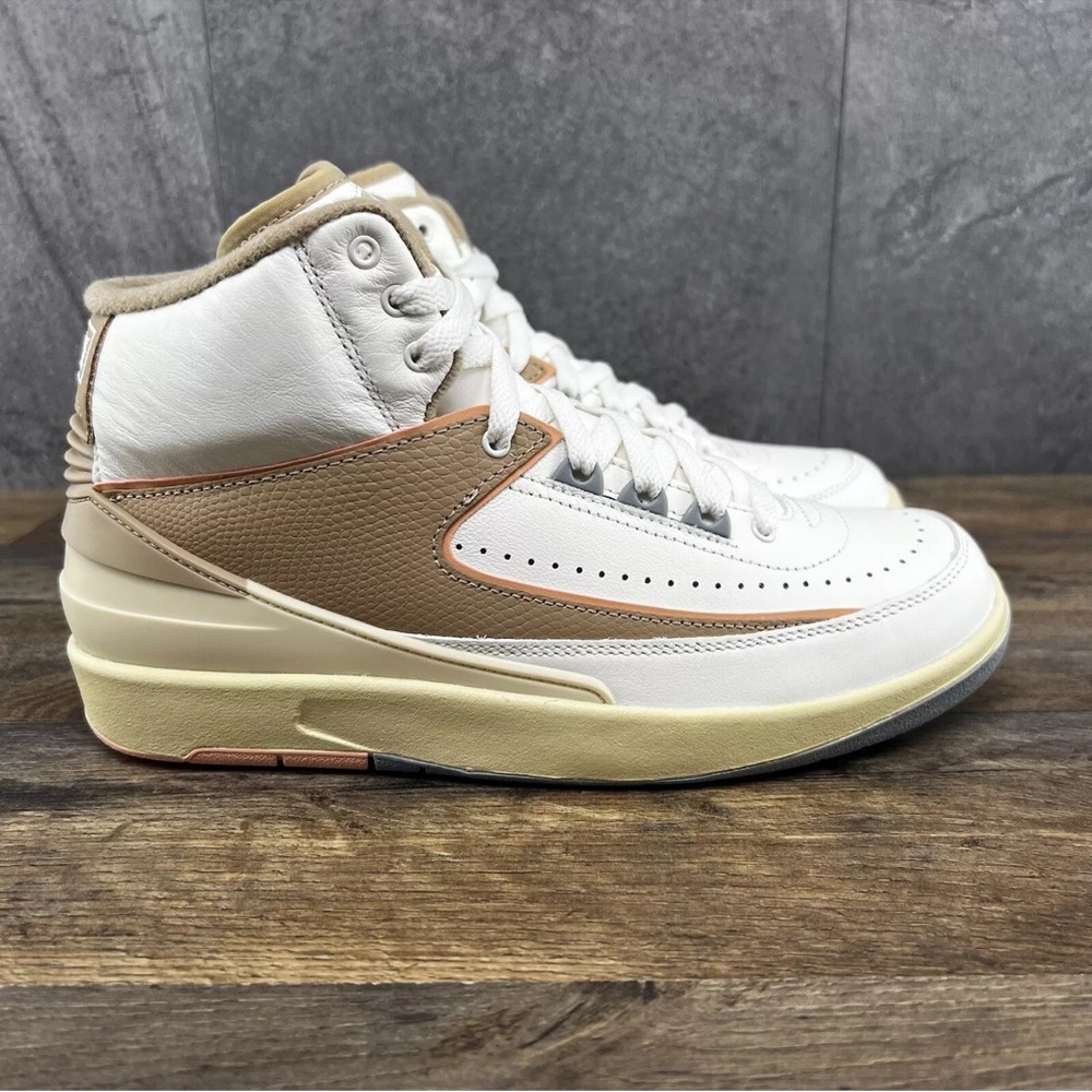 Nike Air Jordan 2 Retro Women's Sneakers - White and Tan - Picture 2 of 9